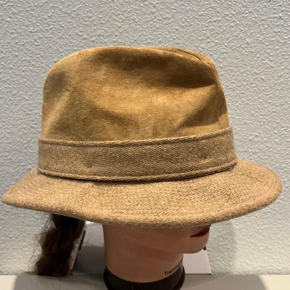 Vintage Knox Light Brown Suede fedora hat 7 1/8 Feather - Picture 1 of 7